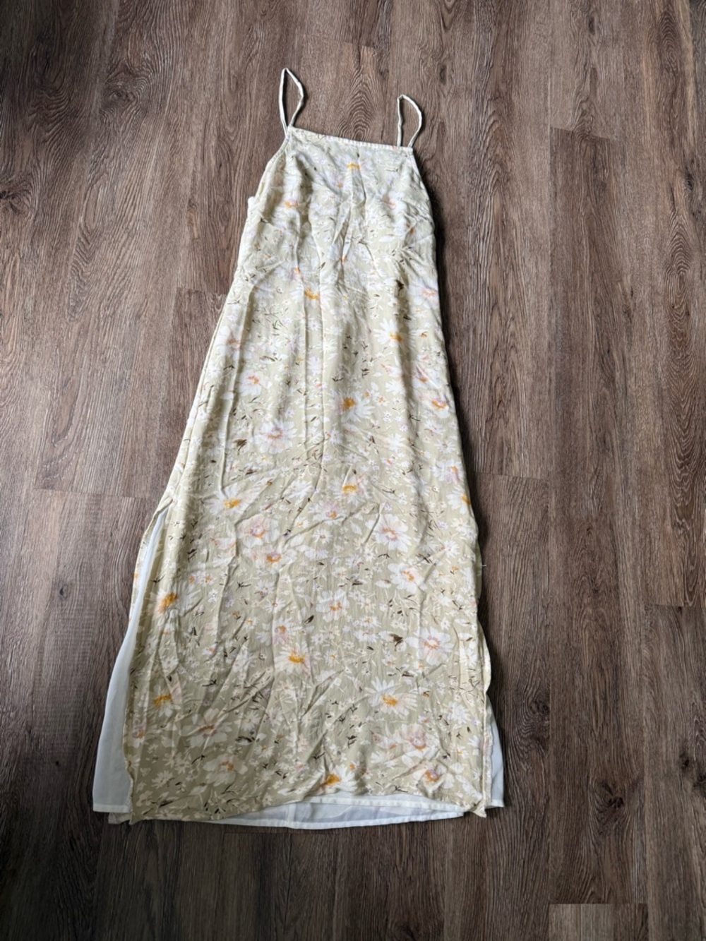 American Eagle Outfitters Floral Maxi Slip Dress in Sage and Cream